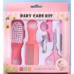JINILA Baby Grooming Kit Portable Baby Grooming Kit for New Born Baby 6-in-1 Nail Clipper, Scissors, Hair Brush, Comb (Pack of 1, Pink)-picture-20