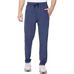 Jinxer Plus Size Cotton Loop Knit Lowers for Men, Zip Pocket, Night Pant, Joggers, Sports Trousers, Gym n Lounge Wear Track Pant for Boys_Denim_3XL-picture-22