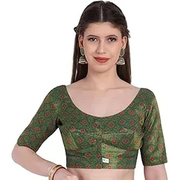 jisb Tissue Blouse, Digital Printed, Elbow Sleeve, Round Neck-picture-23