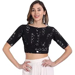 jisb Women's Ikkat Cotton Elbow Length Sleeve Blouse-picture-31