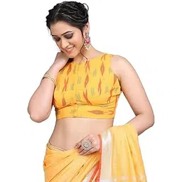 jisb Women's Ikkat Cotton Sleeveless Saree Blouse-picture-32