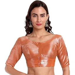 jisb Women's Tissue Elbow Length Sleeves Saree Blouse-picture-17