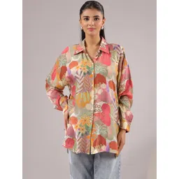 JISORA Floral Print Pure Silk Tunic-picture-42