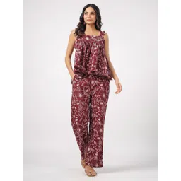 JISORA Floral Printed Shoulder Straps Pure Cotton Top with Trousers-picture-37