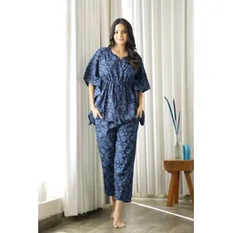 jivisha enterprises Women Night Suit Set Blue Floral Print-picture-10