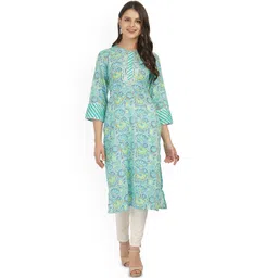 Jivitha Floral Printed Cotton Round Neck Straight Kurta-picture-30