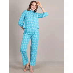 Jivitha Printed Cotton Shirt Collar Neck Shirt With Trousers Co-Ords-picture-32