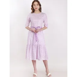 Jivitha Women Chevron Cotton Drop-Waist Midi Dress-picture-24