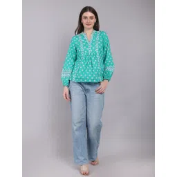 Jivitha Women Ethnic Motifs Printed Cotton Peplum Top-picture-20