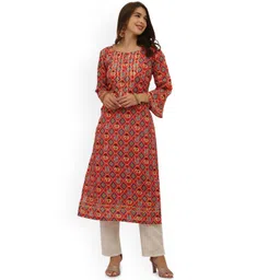 Jivitha Women Ethnic Motifs Yoke Design Bell Sleeves Thread Work Kurta-picture-13