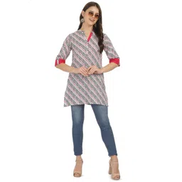 Jivitha Women Striped Mandarin Collar Cotton Longline Top-picture-16