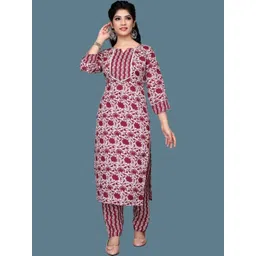 JIYAAN CREATION Women Floral Printed Regular Kurta with Trousers-picture-40