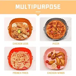 jiyancreation 3Pcs Silicone Square Air Fryer Liners Pot Heat Resistant Basket Oven Accessories Air Fryer image 4