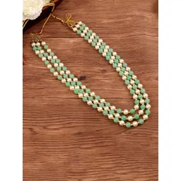 JIYANSHI FASHION Gold-Plated Artificial Beaded Layered Statement Necklace-picture-26