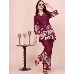 JJ Handloom Women Regular Silk Crepe Top with Palazzos-picture-29