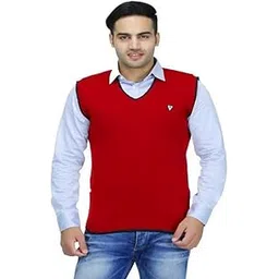 JK Creations Men Woolen V-Neck Solid Sleeveless Pullover Heavy Rainbow Fabric Winter Wear Pure Wool Sweater for Men Fully Warm Sweater Pullovers Free Sizes-picture-41