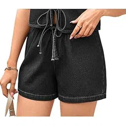 jkaur Women’s Summer Washed Lace-Up Vest Waistcoat Top and Shorts Casual Lightweight Outfit-picture-41