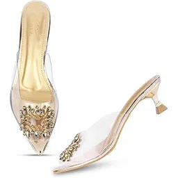 jm looks Comfortable and Stylish Kitten Heels Transparent Upper Sandals For women and Girls-picture-14