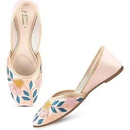 jm looks Ethnic Jutti for Women Traditional Handmade Fulkari Jutti Slip-On Shoes Bellies for Women Wedding party Festival Occasion-picture-11