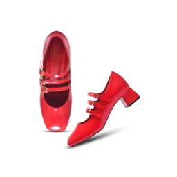 JM Looks Girls Round Toe Block Mules with Buckles-picture-35