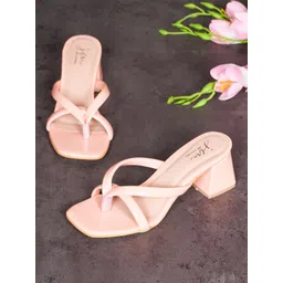 JM Looks Strappy Open Toe Block Heels image 1