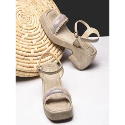 JM Looks Women Block Heels with Rhinestone Straps Sandals-picture-16