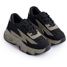 jm looks Women Bold Black & Beige Lightning Sneakers Shoes High-Performance, Stylish, and Built for Comfort-picture-20