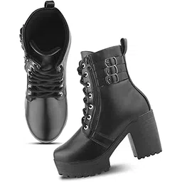 jm looks Women’s Block Heel Ankle Boots with Lace-Side Detail and Comfortable Sole-picture-30
