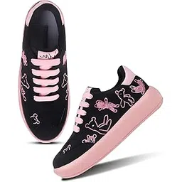 jm looks Women’s Casual Sneakers | Cute Teddy Bear Embroidered Lace-Up Shoes with Chunky Sole-picture-48