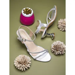 JM Looks Women's Kitten Heel Open Round Toe Ankle Buckle Sandal-picture-30