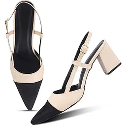 jm looks Women's Slingback Closed Pointed Toe Block Chunky Heel Pumps - 2.5 Inches Office Wedding Party Dress Shoes-picture-12