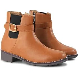 jm looks Women's Western Boots Ankle Boots Round Toe Block Heel Chunky Heel Fashion Short Booties with Zipper-picture-19