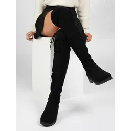 The JM Looks Icon Black Over-the-Knee Boots – Effortless Power Boots For Women-picture-11