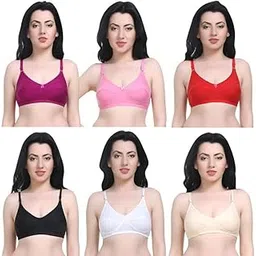 j.momani Women's Cotton Non-Padded Wired T-Shirt Bra Combo Pack of 6|Everyday Non Padded Bra for Women Combo Pack of 6-picture-33