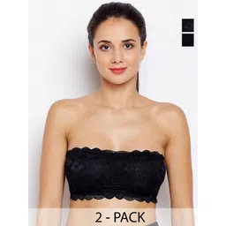 JMT Wear Floral Lace Half Coverage Non-Wired  Removable Padding Bandeau Bra-picture-34