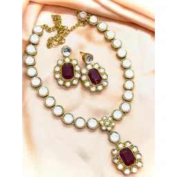 JN HANDICRAFT Copper-Plated Kundan Studded Jewellery Set-picture-34