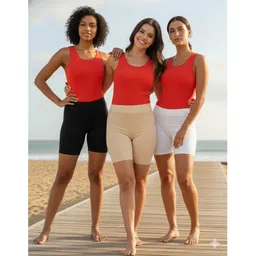 jocker Pack of 3 Solid Women White, Black, Beige Boxer Shorts, Cycling Shorts, Gym Shorts, Hotpants, Night Shorts, Regular Shorts-picture-26