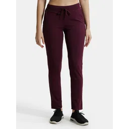 jockey 1301 Super Combed Cotton Elastane Stretch Women Solid Maroon Track Pants-picture-17