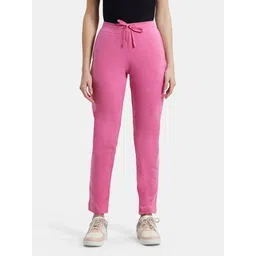 jockey 1301 Super Combed Cotton Elastane Stretch Women Solid Pink Track Pants-picture-23