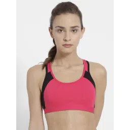 Jockey 1380 Pink Wirefree Padded Full Coverage Racer Back Stay Fresh Sports Bra (Prints May Vary)-picture-24