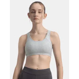 Jockey 1380 Steel Grey Melange Full Coverage Racerback Styling Active Bra-picture-12