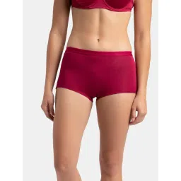 Jockey 1810 Full Coverage Micro Modal Elastane Stretch Red Solid Boy Shorts-picture-38