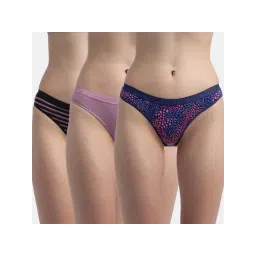 Jockey 3005 Women Cotton Bikini - Black, Classic Navy And Valerian (Pack of 3)-picture-20