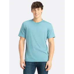 Jockey Athleisure Blue Cotton Regular Fit Solid T-Shirt-picture-46
