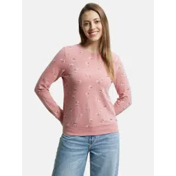 Jockey AW68 Women's Super Combed Cotton French Terry Printed Sweatshirt with Ribbed Cuffs-picture-42