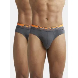 Jockey FP02 Asphalt Super Combed Cotton Rib Briefs with Ultrasoft Waistband - Pack of 2-image-0