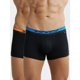 Jockey FP03 Black Super Combed Cotton Rib Trunks with Ultrasoft Waistband - Pack of 2-image-13