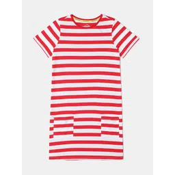 Jockey Girls Combed Cotton Striped Relaxed Fit Short Sleeve Sleep Dress - AG72-picture-12