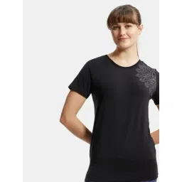 Jockey JW52 Women's Tencel Lyocell Graphic Print Relaxed Fit Half Sleeve T-Shirt(Prints May Vary)-picture-35