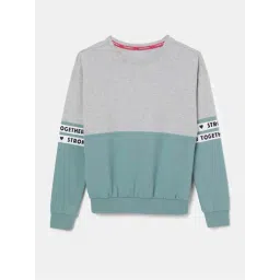 Jockey Kids Mineral Blue & Grey Cotton Color Block Full Sleeves Sweatshirt-picture-23